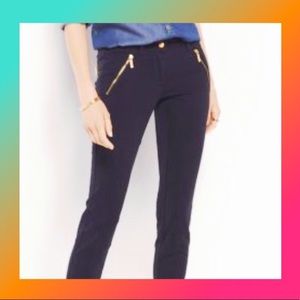 Michael Kors Gold Zipper Black Skinny Ankle Pant